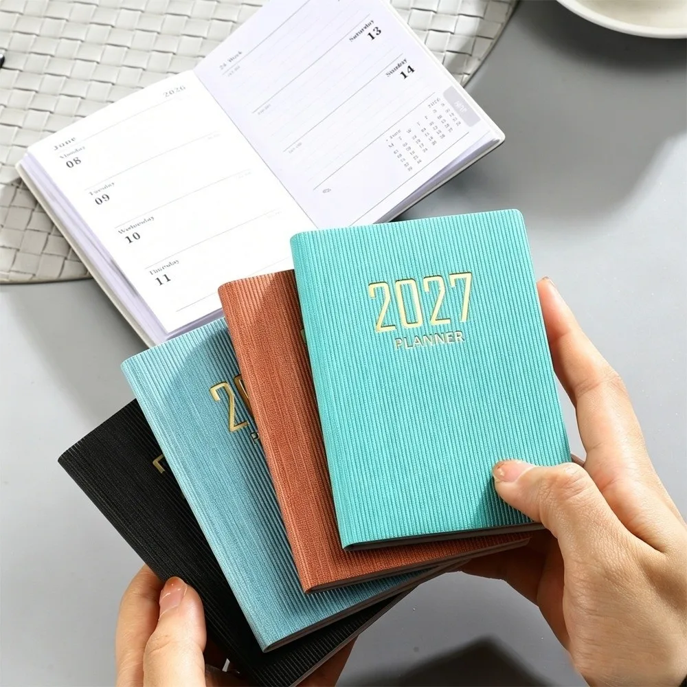 Efficient Mini 2027 Agenda Book 64 Sheets Portable A7 Schedule Notebook Wear-resistant Diary Writing Pads Daily Schedule