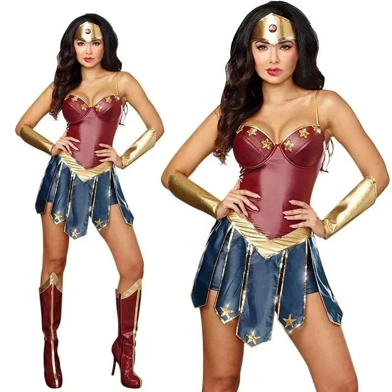 Adult COS Wonder Woman Stage Costumes Leather Clothes Printed Yukata Robe My Hero Academia Costumes