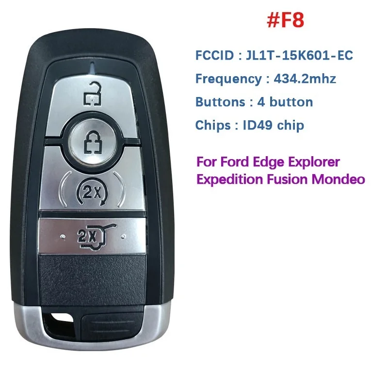 ซีเอ็น 018109   สําหรับ Ford Mondeo Fusion Mustang Cobra Raptor Lincoln FCC:M3N-A2C 31243800   315/434/868/902MHZ คีย์สมาร์ท Keyless Go