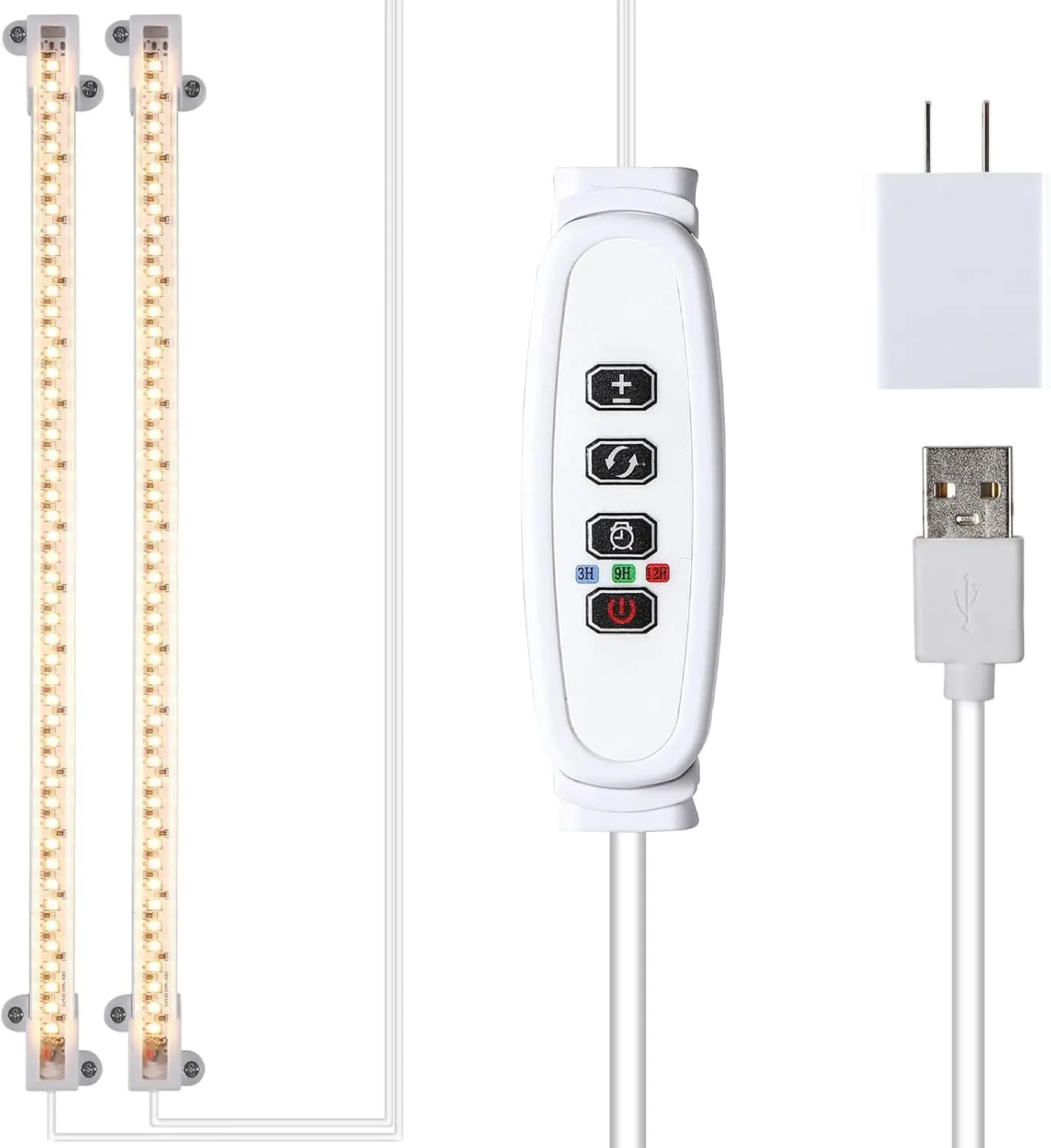 

13" LED Grow Light Strips, Full Spectrum 3500K, 96 LEDs, 3/9/12H Timer, 10 Dimmable Levels for Indoor Plants