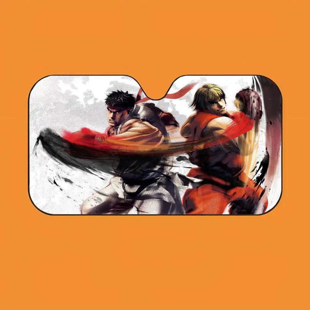 الرجعية لعبة ألعاب ستريت فايتر سيارة ظلة الظل الشمس حامي الزجاج الأمامي قناع طوي سيارة الطفل قابل للسحب حماية من الأشعة فوق البنفسجية #5