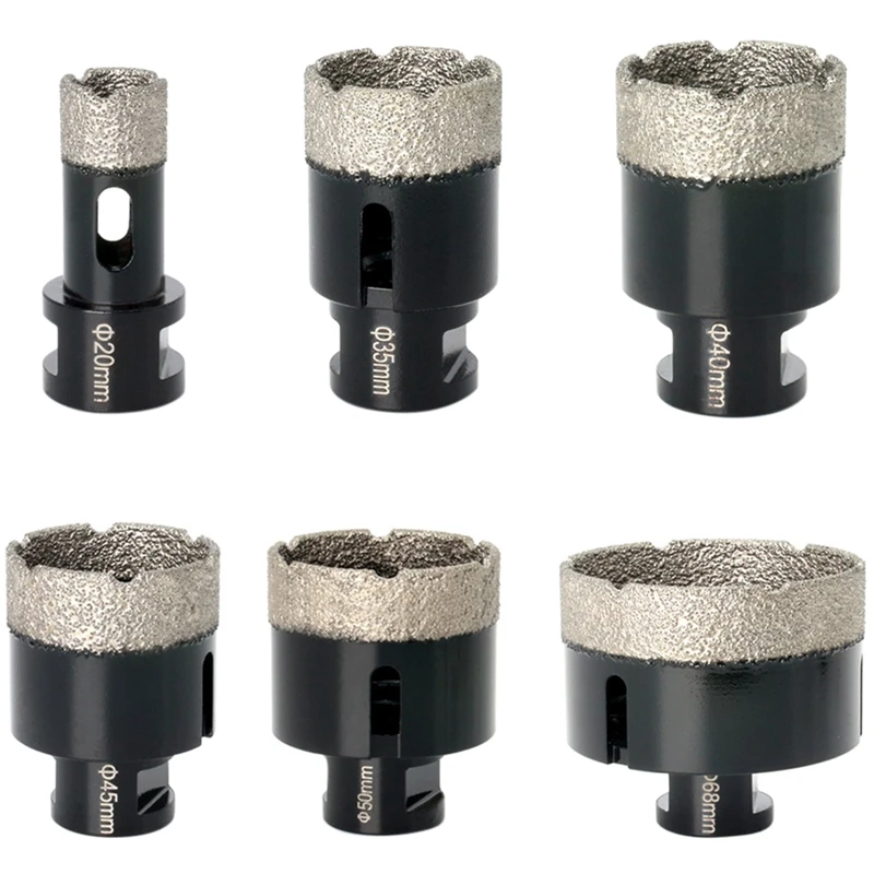 5ピースろう付け穴オープナーセット大理石タイル穴ろう付け穴オープナーオープナーエメリー開口部-ブラックとシルバー