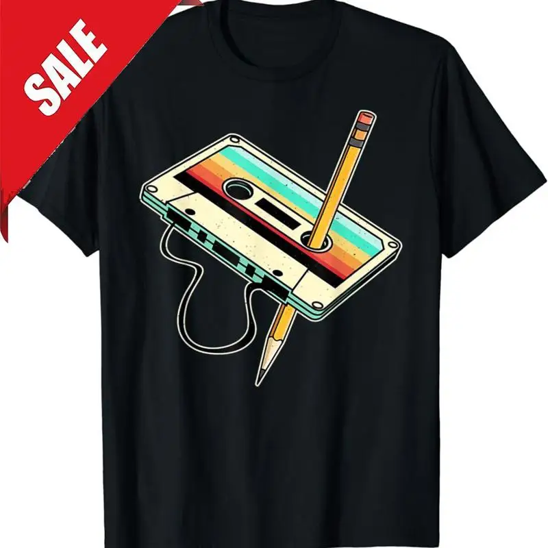 

80s Cassette Tape Pencil 1980s Retro Vintage Throwback Music T Shirt