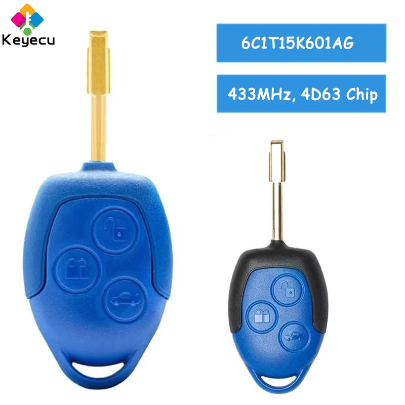 

KEYECU Car Remote Head Key for Ford Transit WM VM 2006 2007 2008 2009 2010 2011 2012 2013 2014 Fob 6C1T15K601AG 433MHz 4D63 Chip