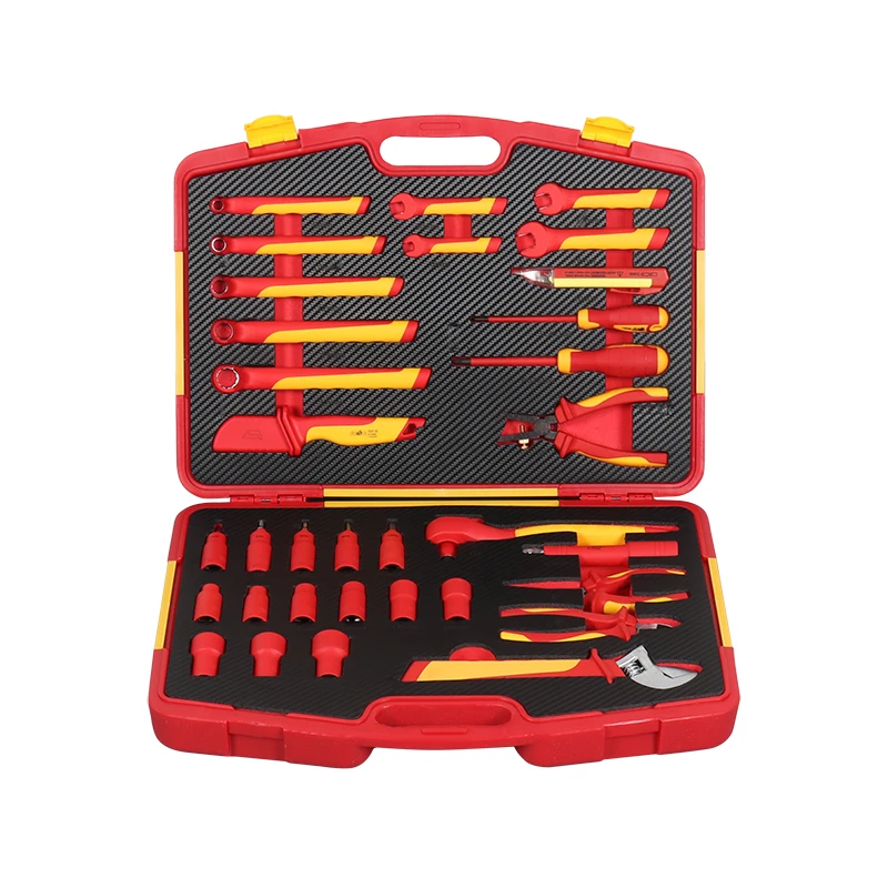 ej-33PCS OEM Customizable Multifunctional Insulated Hand Tools Set with Chrome Vanadium Steel 3-Year Warranty in Plastic Box@