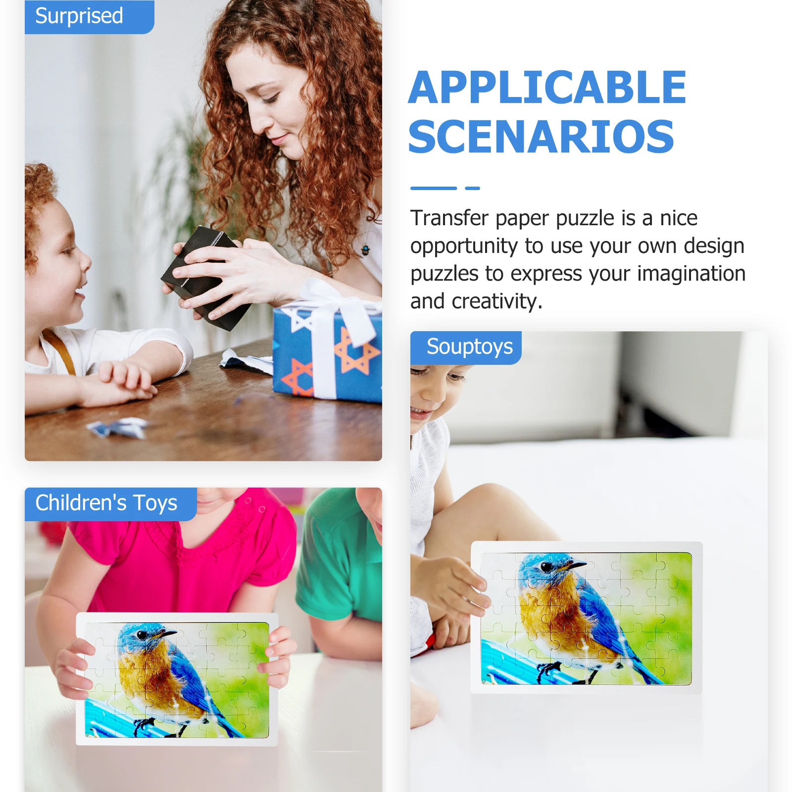 Rompecabezas de transferencia de calor DIY de madera A4, piezas en blanco, rompecabezas de transferencia de calor para niños, juegos de fiesta, regalos de reuniones familiares
