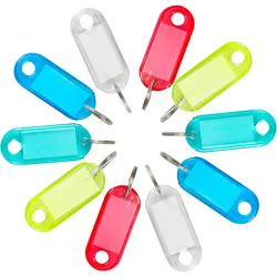 50-10pcs/lot Crystal Clear Plastic Key Tag with Split Ring Label Double Sided Display Window for DIY Keychain Kit Craft Material
