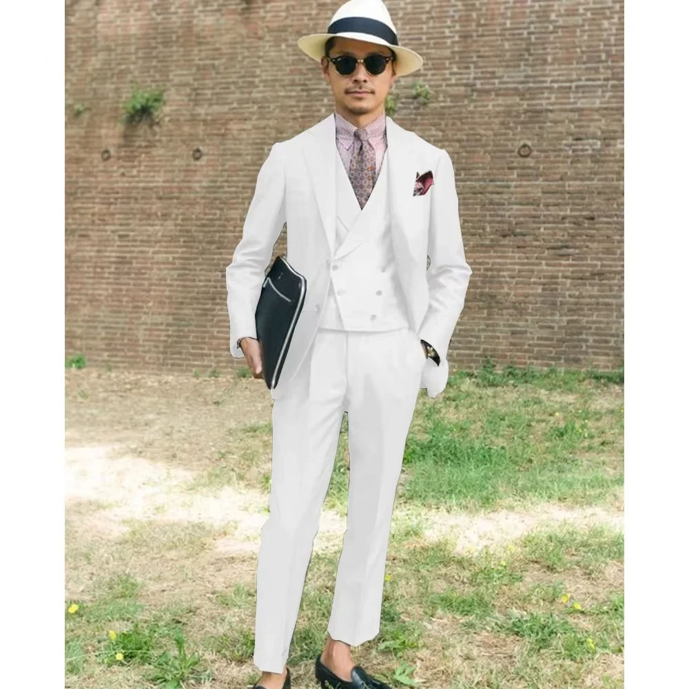 

Full Men's Suit Satin for Wedding Design Groom Men's Three-piece Elegant Fashionable Slim Solid Color Wedding Dress Mens Suits