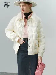 FSLE-Chaqueta corta holgada con cuello de mariposa para mujer, chaquetas ligeras informales con relleno de plumón, invierno 2022, 90%