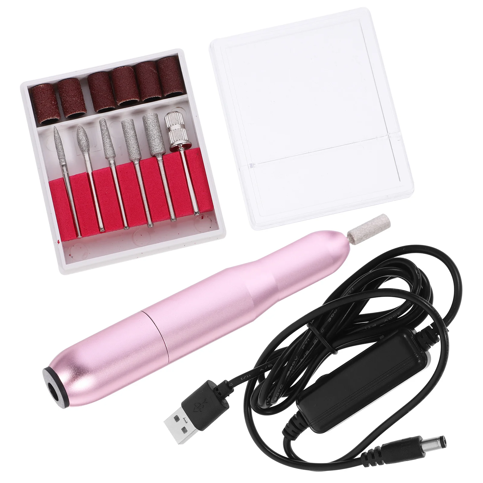 1 set premium elektrische nagelboorset, draagbaar manicurehulpmiddel voor professioneel gebruik, roestwerend, stevig, 5 slijpkoppen