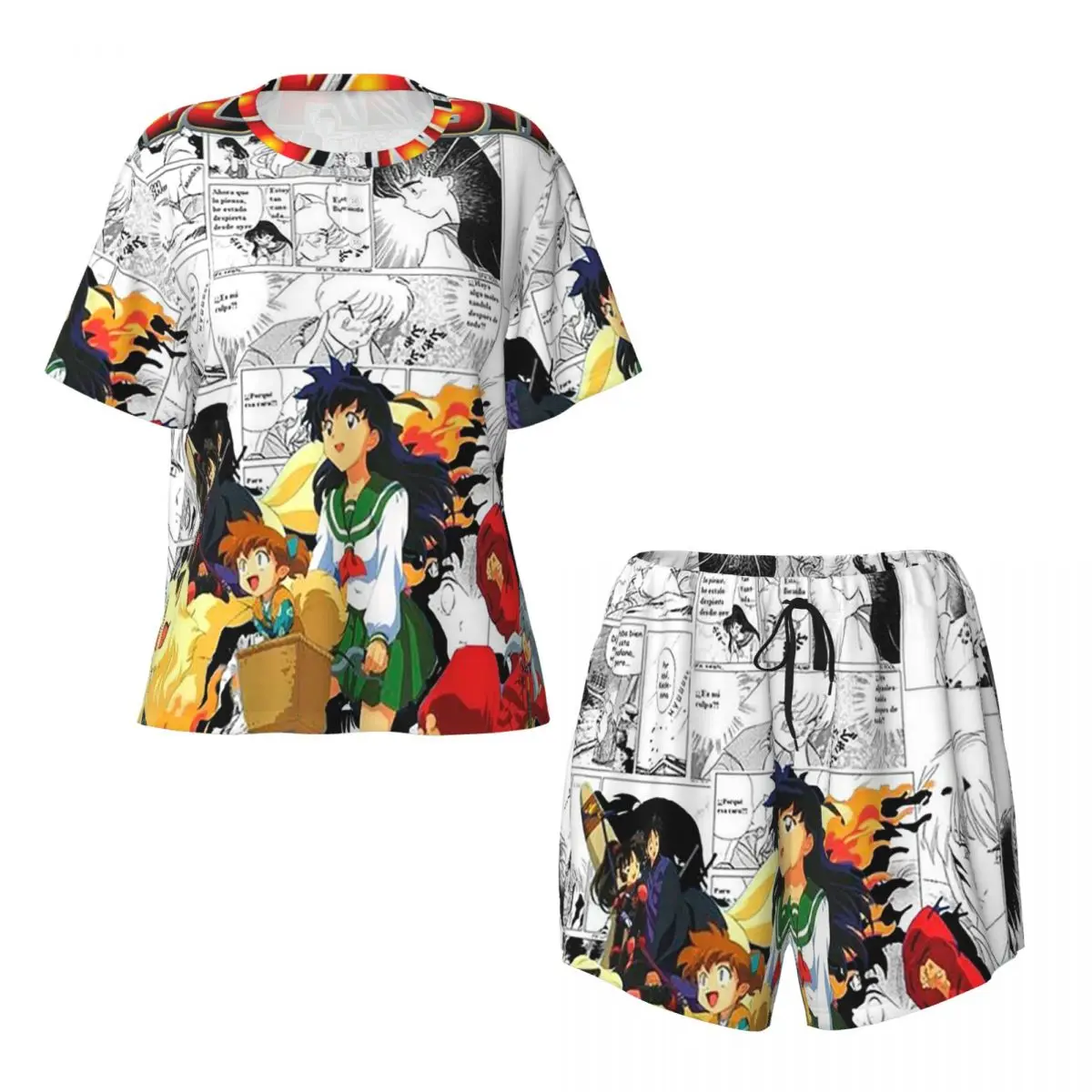 Classic Anime Anime Inuyasha Kagome Higurashi Round Neck Short Sleeve Nightgowns for Sleeping Sleepshirts Women Soft