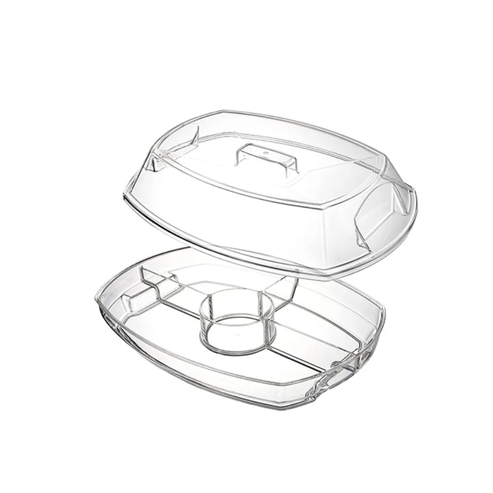 

Tableware Plastic Chilled Fruit Tray Transparent 5 Compartments Chilled Food Bowl Large Capacity with Lid Appetizer Tray Sushi