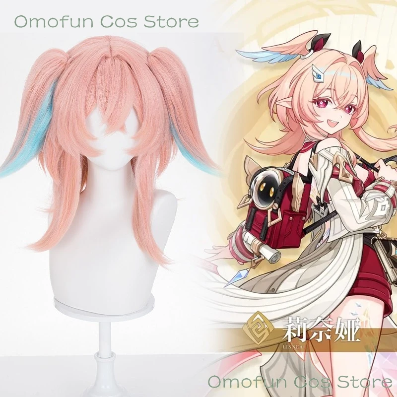 

Game Genshin Impact Bio Linnea Cosplay Pink Hair Wig Cosplay Rinnea Линнея Anime Women Halloween Roleplay Accessories Props