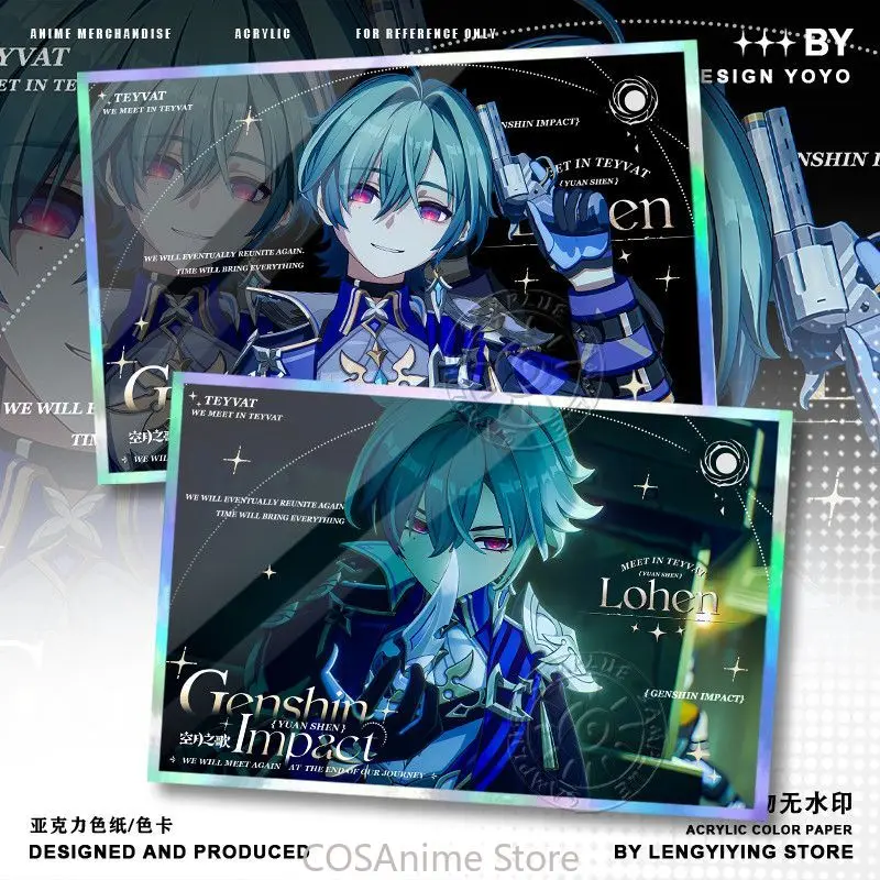 Genshin Impact Lohen Anime Game Cosplay Acrylic Double Flash Coloured Paper Desk Stand Collection Card Xmas Gift