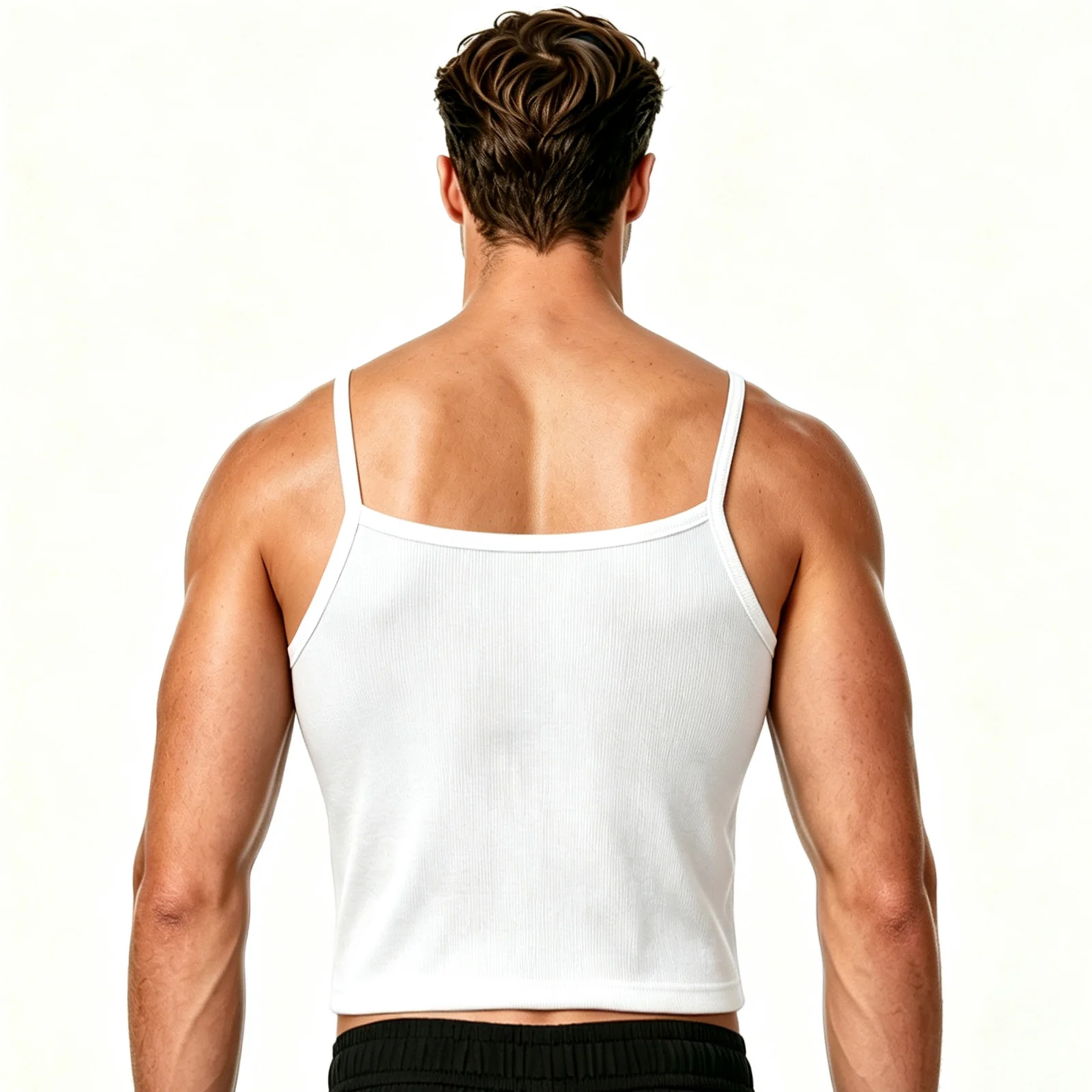 Sport-Crop-Tanktop für Männer, Geripptes Athletisches Muskel-Unterhemd, Trägerlos, Ärmellos, für Fitness, Bodybuilding, Sommer, Slim Fit, Workout, Jogging – Detail 12