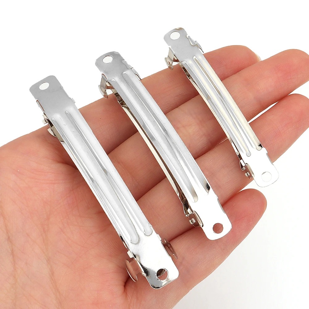 10pcs Iron French Barrette Style Spring Hair Clips Base Clip Blank Width Setting Bow Hairpin Supplies For Jewelry Making