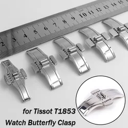 for Tissot T1853 Watch Band Buckle Butterfly Clasp Deployment Stainless Steel Watch Strap Button Metal Silver Buckle Accessories