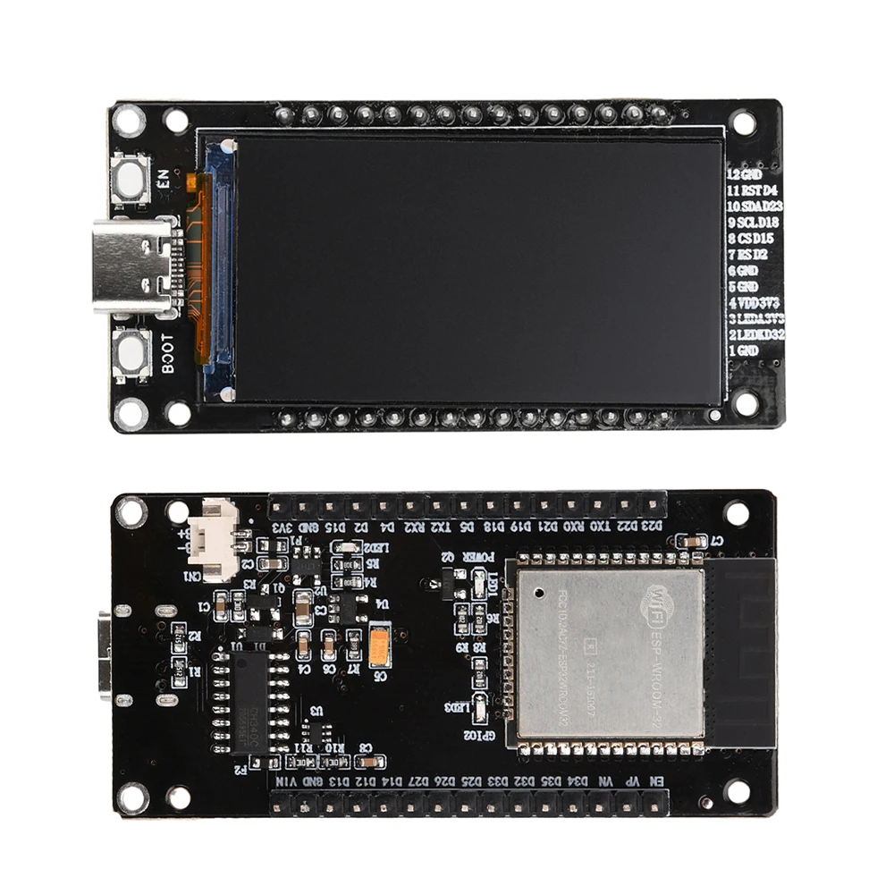 ESP32 Tela LCD de 1,9 polegadas Wifi BT Placa de desenvolvimento Módulo ESP32 integrado Tipo-C