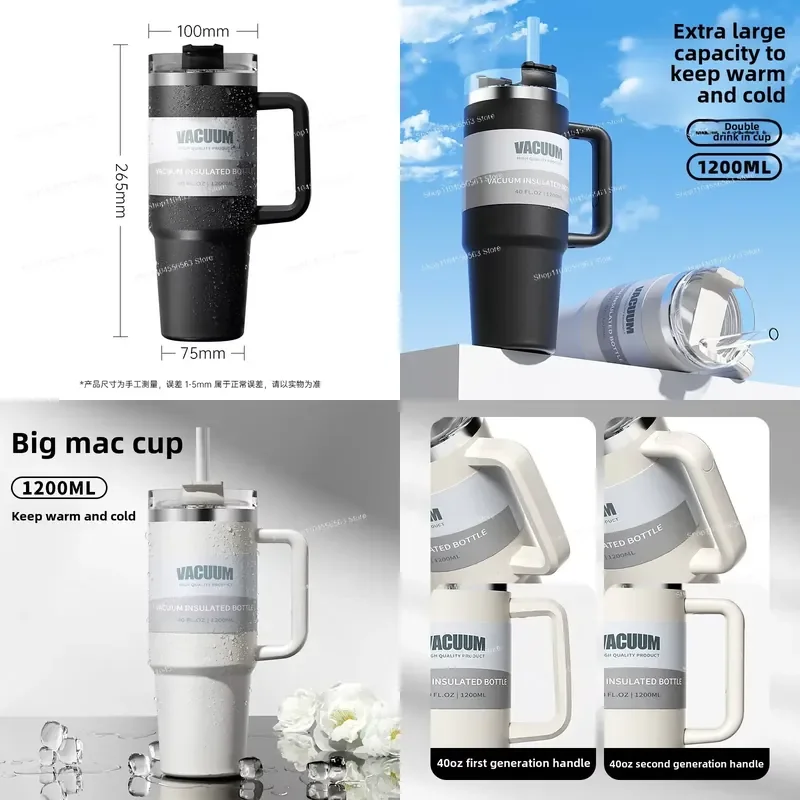 304 stainless steel, straw thermos cup, cold insulation ice cup, car water cup