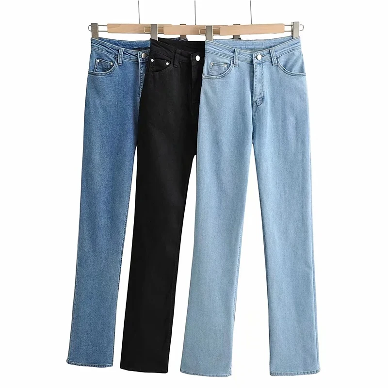 Bootcut Jeans Denim Women Floor Length Jeans Pants Women Streetwear Female Washed Blue Jeans Bottom Flare Jeans Pants