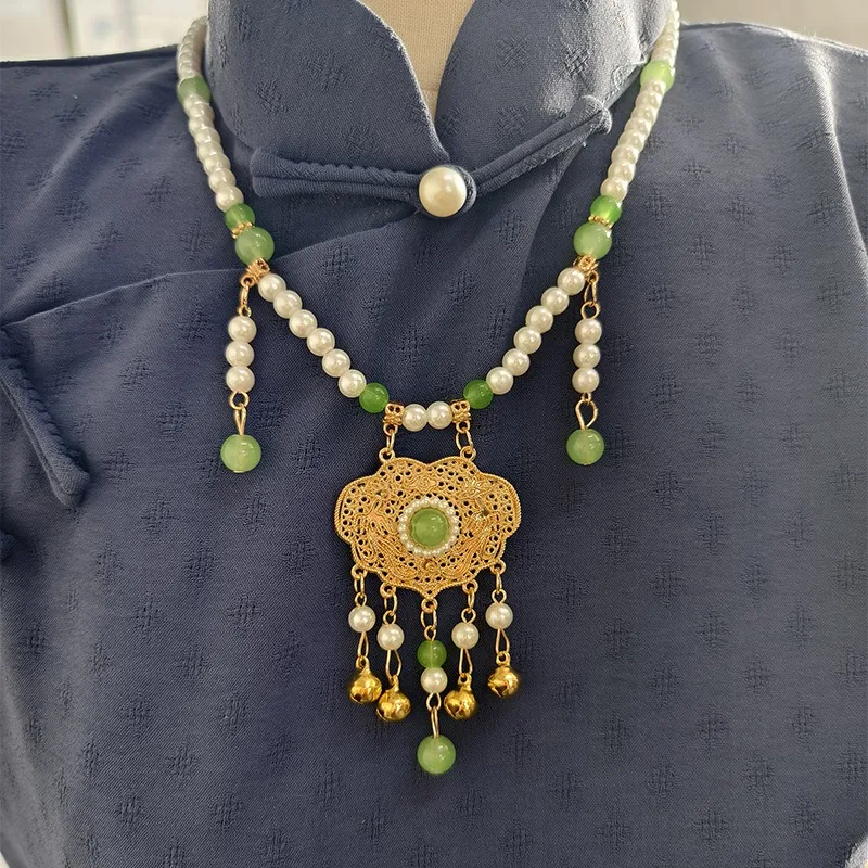 Set di accessori per collana Hanfu cinese collana con gonna di cavallo antica ciondolo Vintage decorazioni antiche oggetti di scena di Halloween per donna