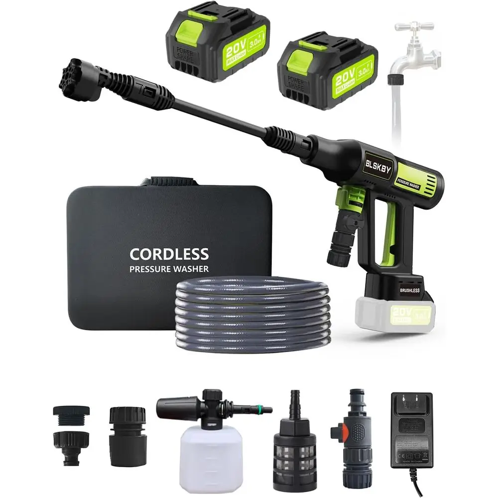 

Cordless Pressure Washer 2 Batteries - 1200PSI Brushless Cordless Power Washer with 6-in-1 Nozzle, Adjustable Foam Cannon LCD To