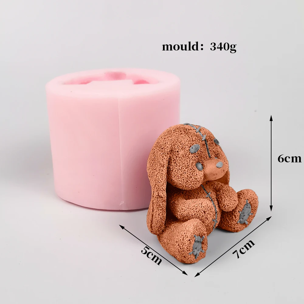 Silicone Mold 3D Cute Cartoon Stuffed Toy Rabbit Soap Silicone Mold Fondant Mould Chocolate Plush Bunny Mousse Cake Molds