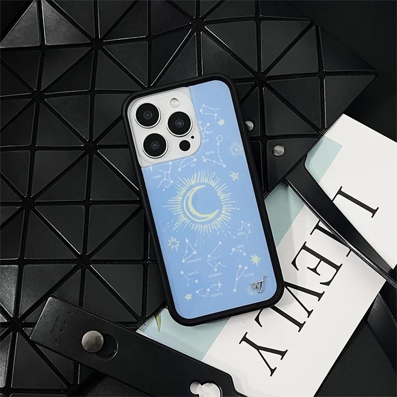 Wildflower 3D Leopard Phone Case for iPhone 17 16 15 14 13 12 Pro Max Plus 16plus Luxury Star Moon WF metal Logo Back Cover