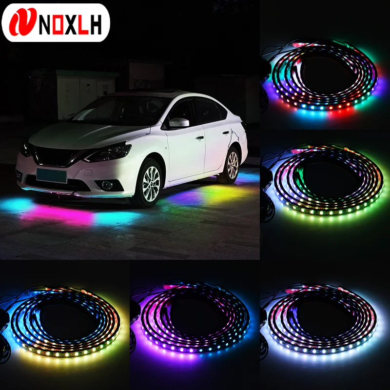 Full Colors LED Car Underglow Light Strip Backlight RGB APP Remote Voice Control Auto Decorative Ambient Underbody Neon Lamp