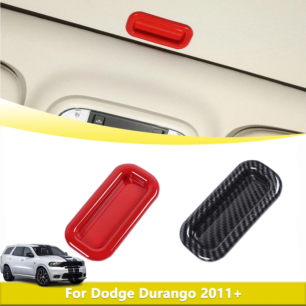 Car Roof Sunroof Handle Decorative Cover Trim for Dodge Durango 2011-2023 Interior Mouldings Accessories Carbon Fiber Look Red