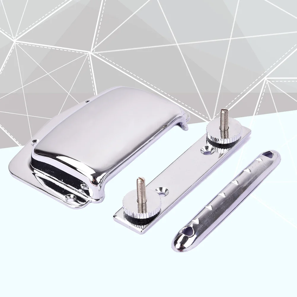 Wraparound Bridge Tailpiece Tail Set with Bridge Cover for Electric Guitar Replacement Parts (Silver)