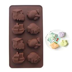 Chocolate Candy Mould Plane Train Boat Car Shape Silicone Mold Ice Plaster Clay Resin Molds
