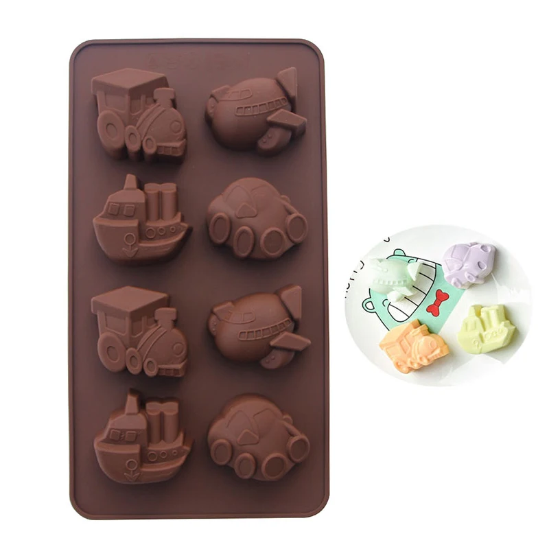 Chocolate Candy Mould Plane Train Boat Car Shape Silicone Mold Ice Plaster Clay Resin Molds