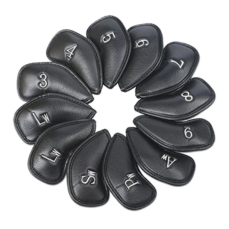 G6DE 12Pcs PU Leather Golfs Iron Club Head Cover Putter Protector Golfs Supplies