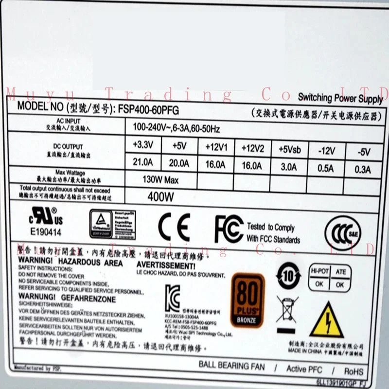 Fonte de alimentação comutada, PSU original para Advantech FSP 80Plus, Bronze, FSP400-60PFG, PS8-400ATX-ZE, 96PS-A400WPS2, 5V, 400W, Novo