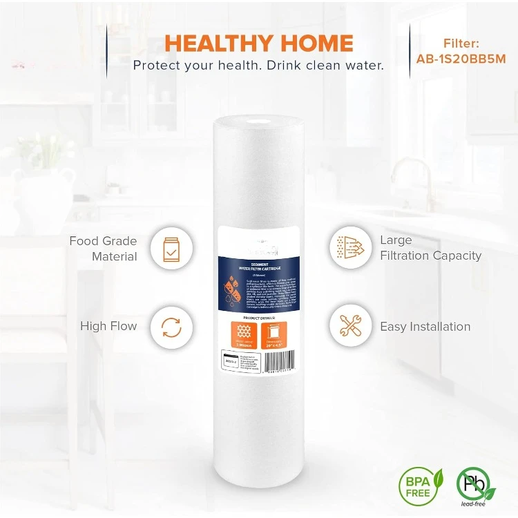 5 ميكرون 20 × 4.5 خرطوشة فلتر الرواسب للمنزل بأكمله 20 بوصة استبدال فلتر المياه متوافق مع DGD-5005-20، F