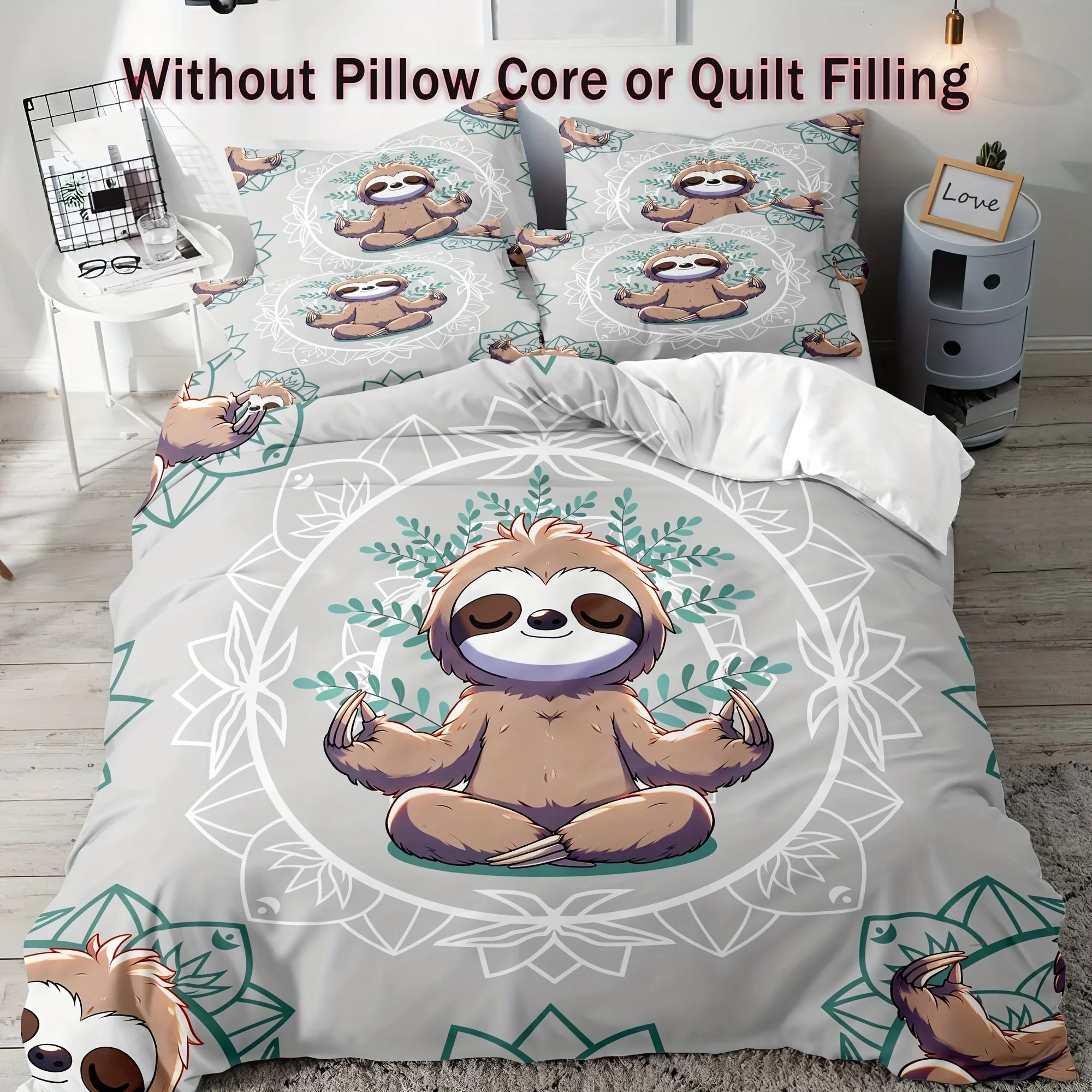 

Sloth Paradise Ultra-Soft 3-Piece Duvet Cover Set - Cozy Bedding with Dreamy Bradypod Design - 1 Duvet Cover + 2 Pillowcases