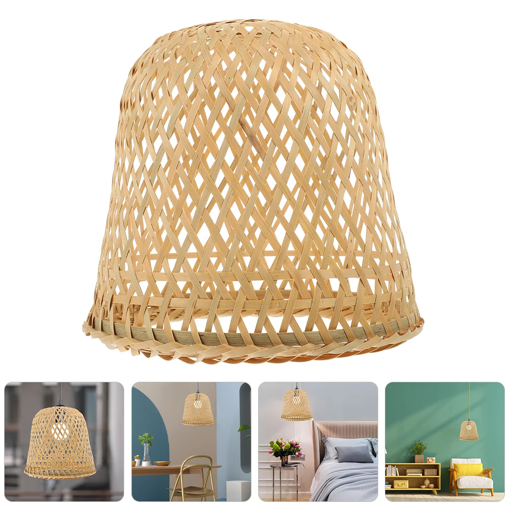 

Vintage Bamboo Woven Lampshade Decorative Pendant Light Cover For Home Office Restaurant Ceiling Fixture Reusable Chandelier