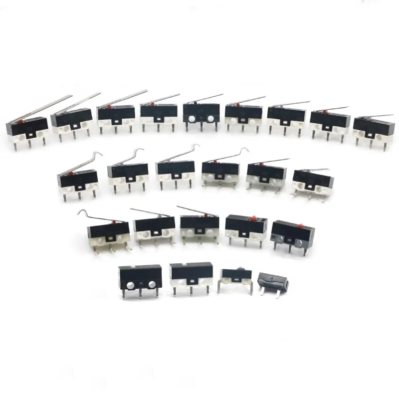 10/50PCS Mouse Micro Switch Small Reset MS Roller Handle Micro Stroke Limiter Mouse 3 Feet Normally Open Normally Closed