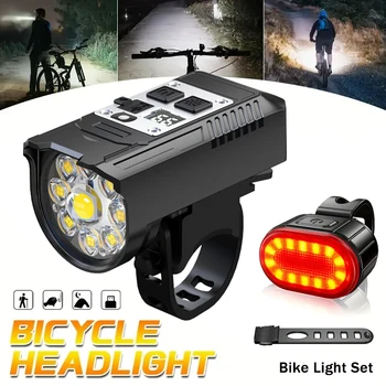 Bicycle Headlight 9 LED Bike Front Light Type-C Rechargeable Bike Lamp Ultralight…