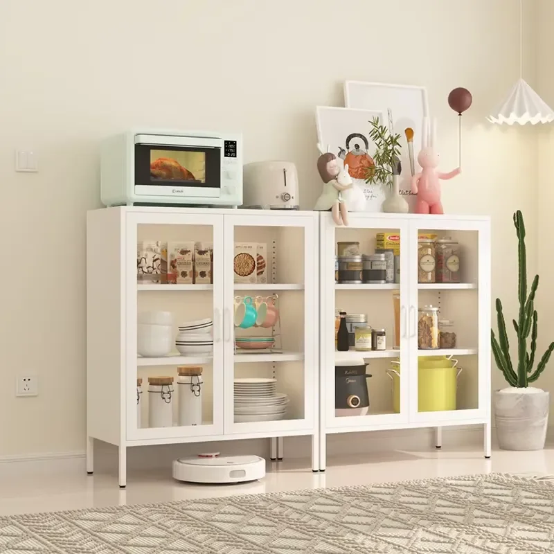 Factory Direct Living Room Buffet Cabinet Side Cabinet with Double Glass Doors and Drawers