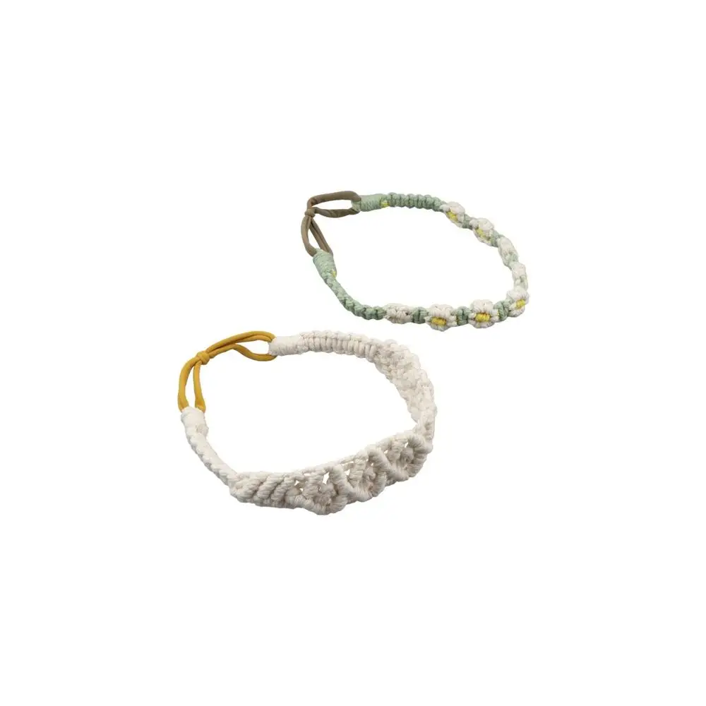 العرقية نمط حبل مضفر مطاطا رباط شعر زهرة عمامة مكرامية رباط شعر الكروشيه باندانا النساء وشاح الشعر البوهيمي عقال #2