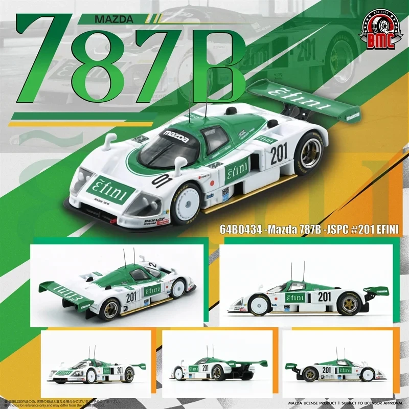 New In Stock Bmc 1:64 Mazda 787b Jspc #201 Efini 24-Hour Le Mans Limited Edition  Alloy Miniature Custom Toys  Kids Gift