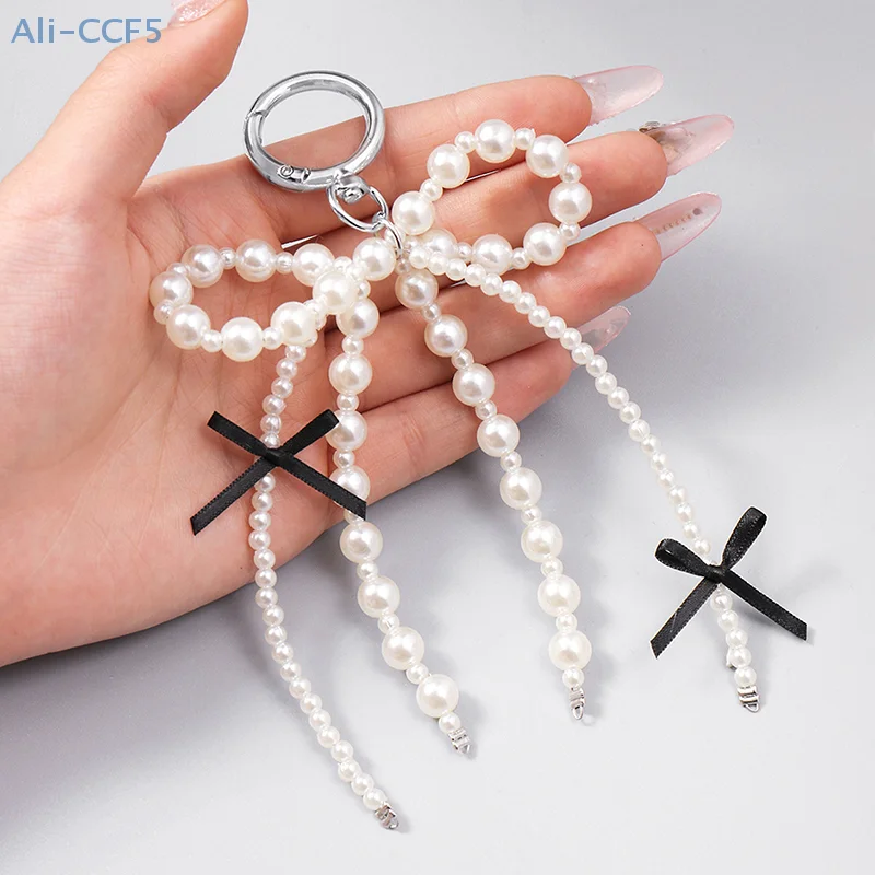 

1 Piece Y2K Aesthetic Bag Pendant Accessories Sweet Black Ribbon Bow Hanging Pendant Elegant Ribbon Bowknot Heart Keyring