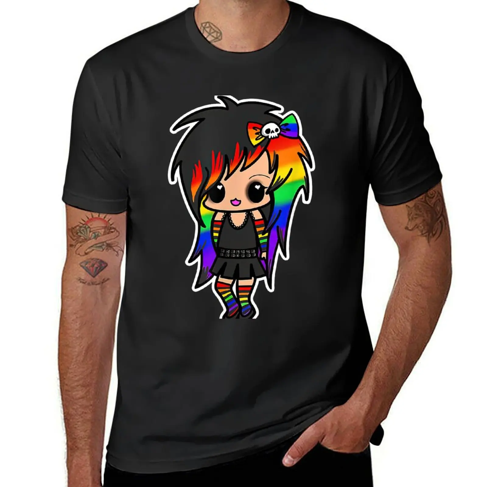 

awesome-good-goth-lgbtq-chibi-girl-gothic-emo-pride-scene-kid-rainbow T-Shirt animal prinfor boys quick-drying t shirts for men