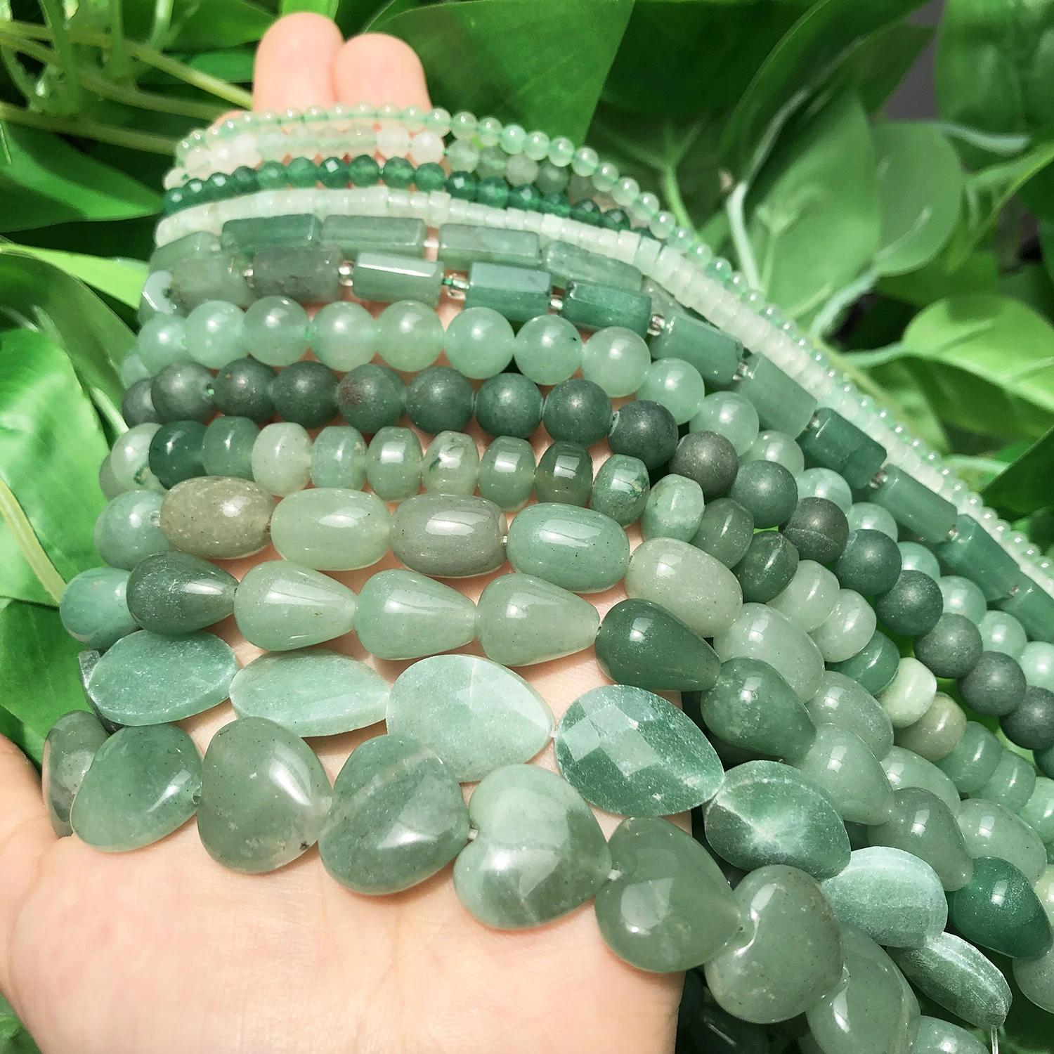 Natural Stone Green Aventurine Round Loose Beads Faceted Drop Rondelle Jades Loose Bead for Jewelry Making DIY Bracelet Handmade