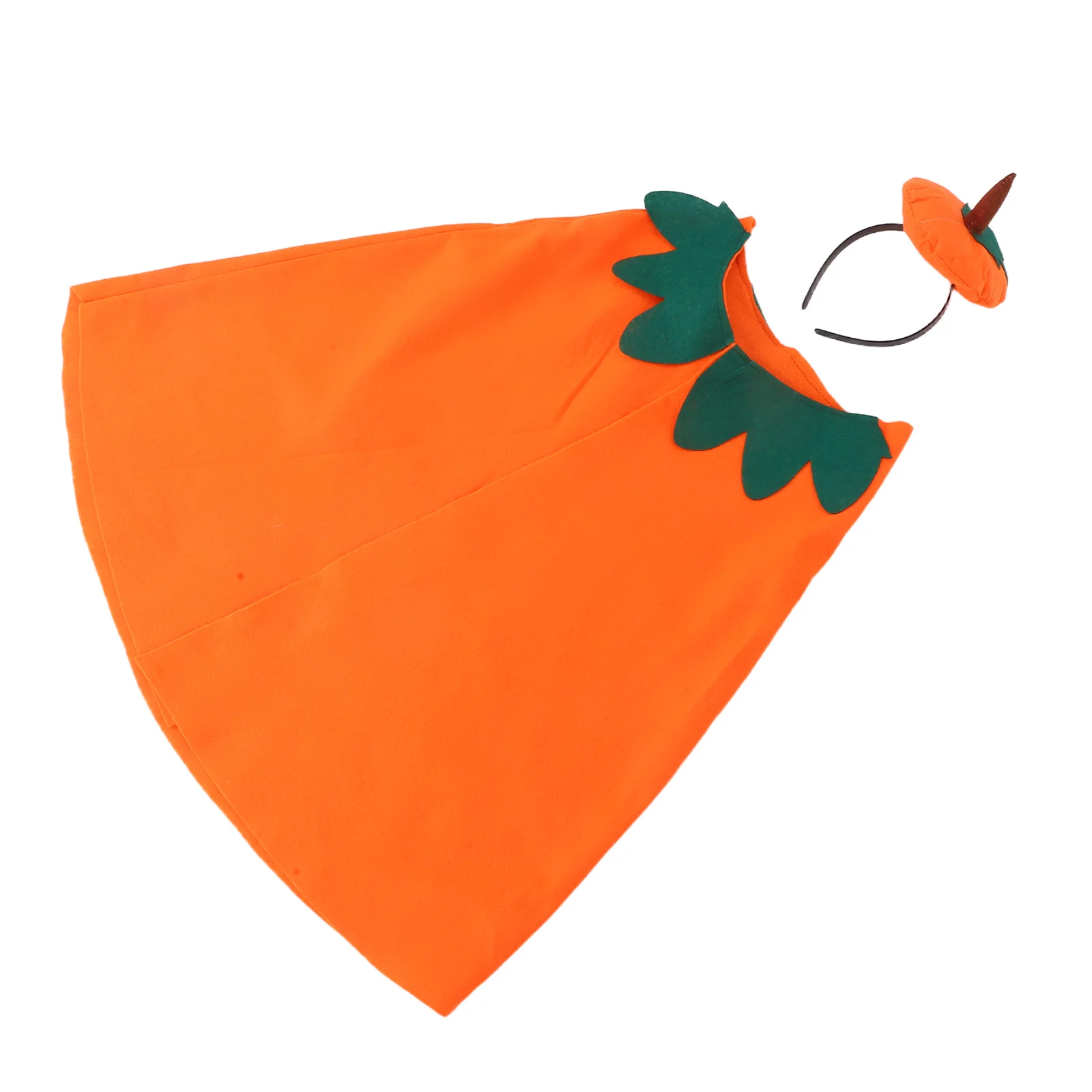 

Pumpkin Cloak Set Kids Costume Orange Cape Headband Girls Accessories Lightweight Fabric Breathable Material School Performances
