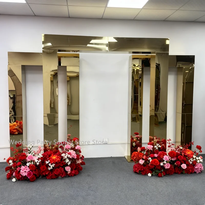 

Свадебная арка, магазин свадебной вечеринки, реквизит для колонны, золотая уличная вечеринка, квадратная рамка, украшение для экрана