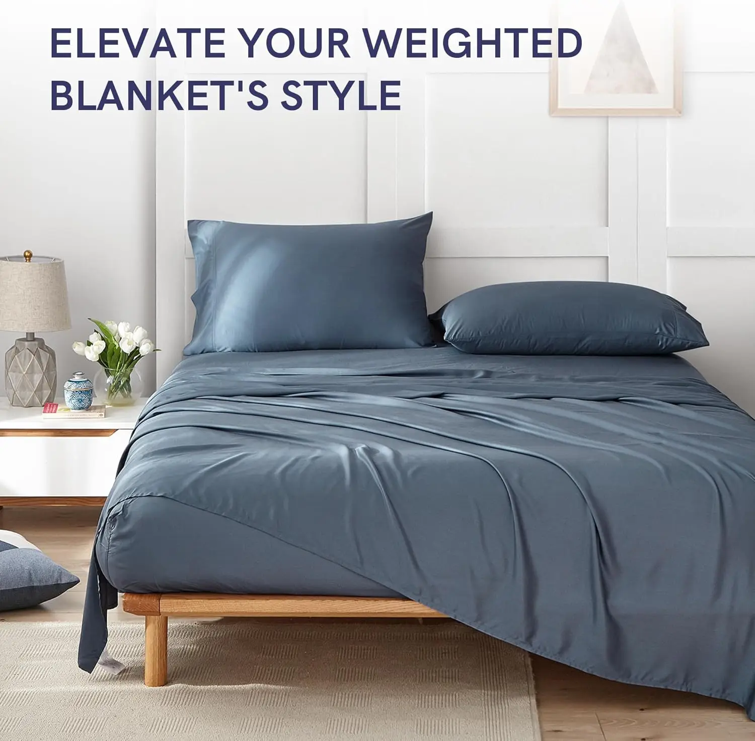 Capa de Edredom Refrescante para Cobertores Pesados com 16 Cordões, Azul Cinza, 60x80 Polegadas