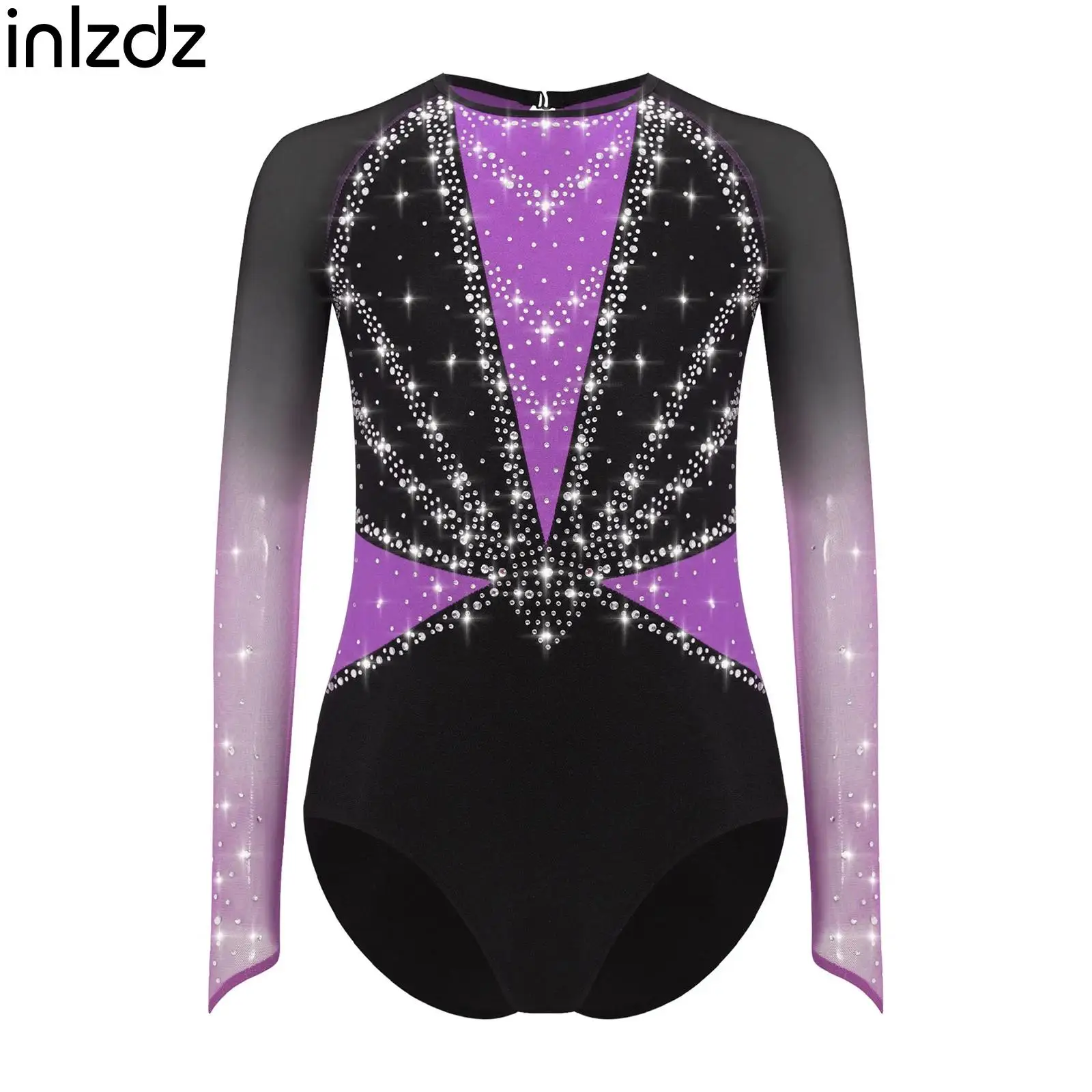 

Sparkly Rhinestones Ballet Gymnastics Leotard for Girls Kids Acrobatics Figure Skating Dance Stage Performance Costume Dancewear